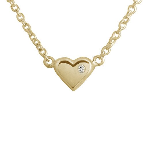 MINI HEART PENDANT WITH DIAMOND IN YELLOW GOLD - NECKLACES