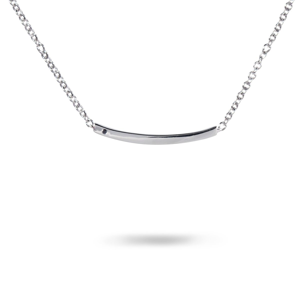 SINGLE BLACK DIAMOND BAR NECKLACE IN STERLING SILVER - NECKLACES