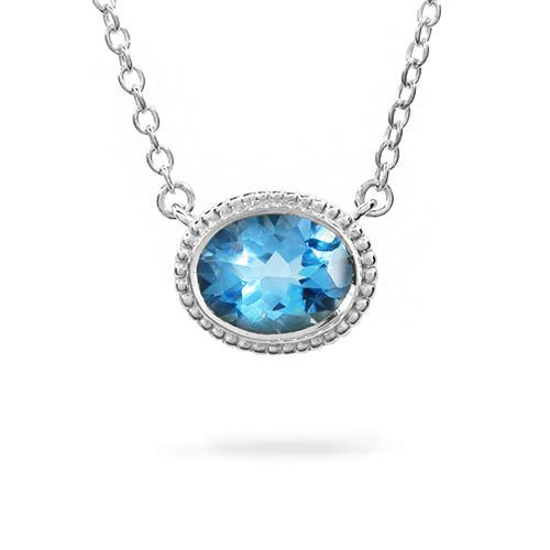 BLUE TOPAZ TESSA PENDANT IN STERLING SILVER - NECKLACES