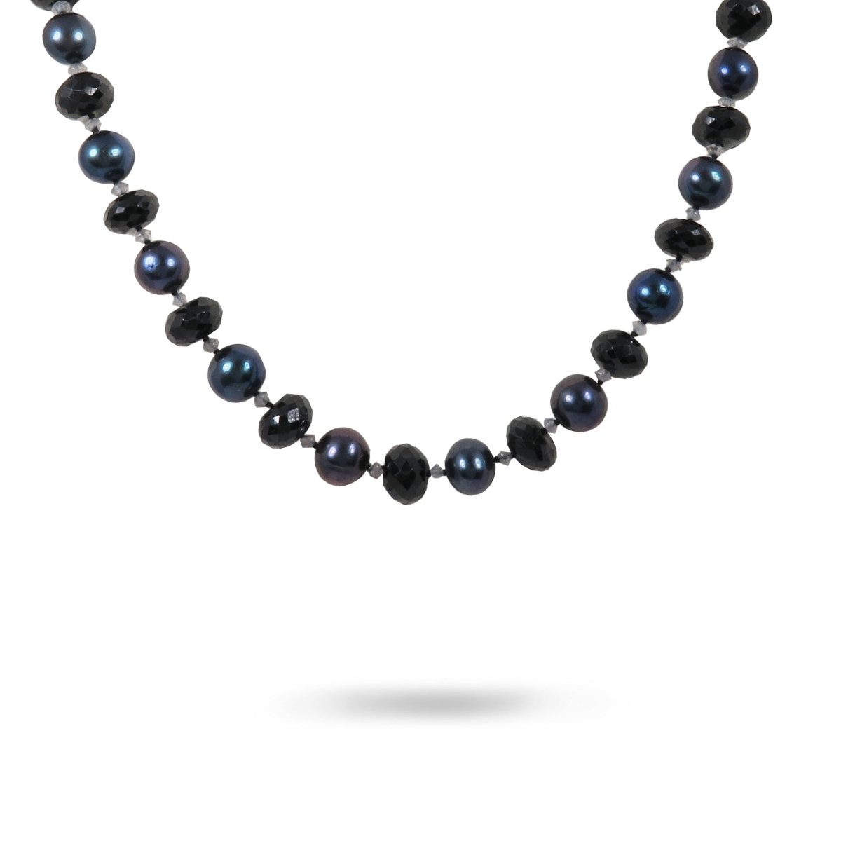 BLACK FRESH WATER PEARL AND BLACK SPINEL LABRADORITE NECKLACE - NECKLACES