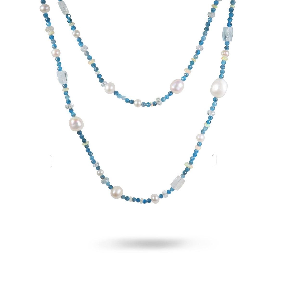 PEARL, APATITE, AQUAMARINE AND OPAL NECKLACE IN STERLING SILVER - NECKLACES