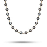 TIED BLACK FRESHWATER PEARL BLOSSOM NECKLACE - NECKLACES