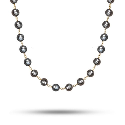 TIED BLACK FRESHWATER PEARL BLOSSOM NECKLACE - NECKLACES