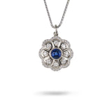 ROSE WINDOW BLUE SAPPHIRE NECKLACE IN 14K WHITE GOLD