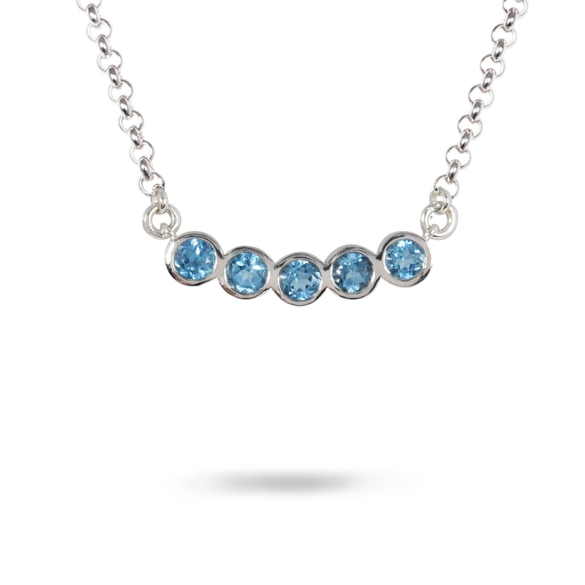 LUNA FIVE BLUE TOPAZ NECKLACE IN STERLING SILVER - NECKLACES