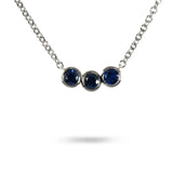 LARGE LUNA THREE BLUE SAPPHIRE IN 14K WHITE GOLD - NECKLACES