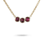 LARGE LUNA THREE PINK TOURMALINE IN 14K YELLOW GOLD - NECKLACES