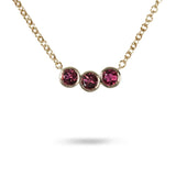 LARGE LUNA THREE PINK TOURMALINE IN 14K YELLOW GOLD - NECKLACES