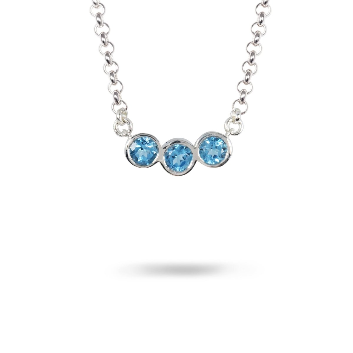 LARGE LUNA THREE BLUE TOPAZ NECKLACE - NECKLACES