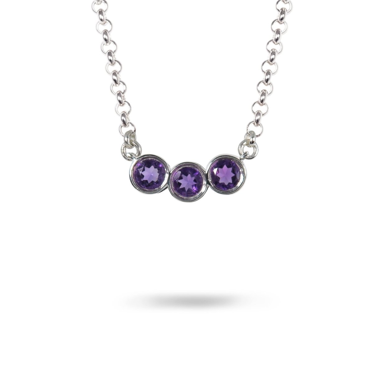 LARGE LUNA THREE AMETHYST NECKLACE - NECKLACES