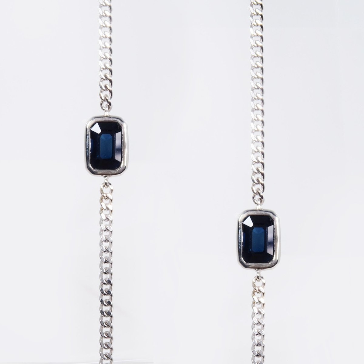 FLOATING BLUE SAPPHIRE OPERA LENGTH NECKLACE IN 14 KARAT GOLD - NECKLACES