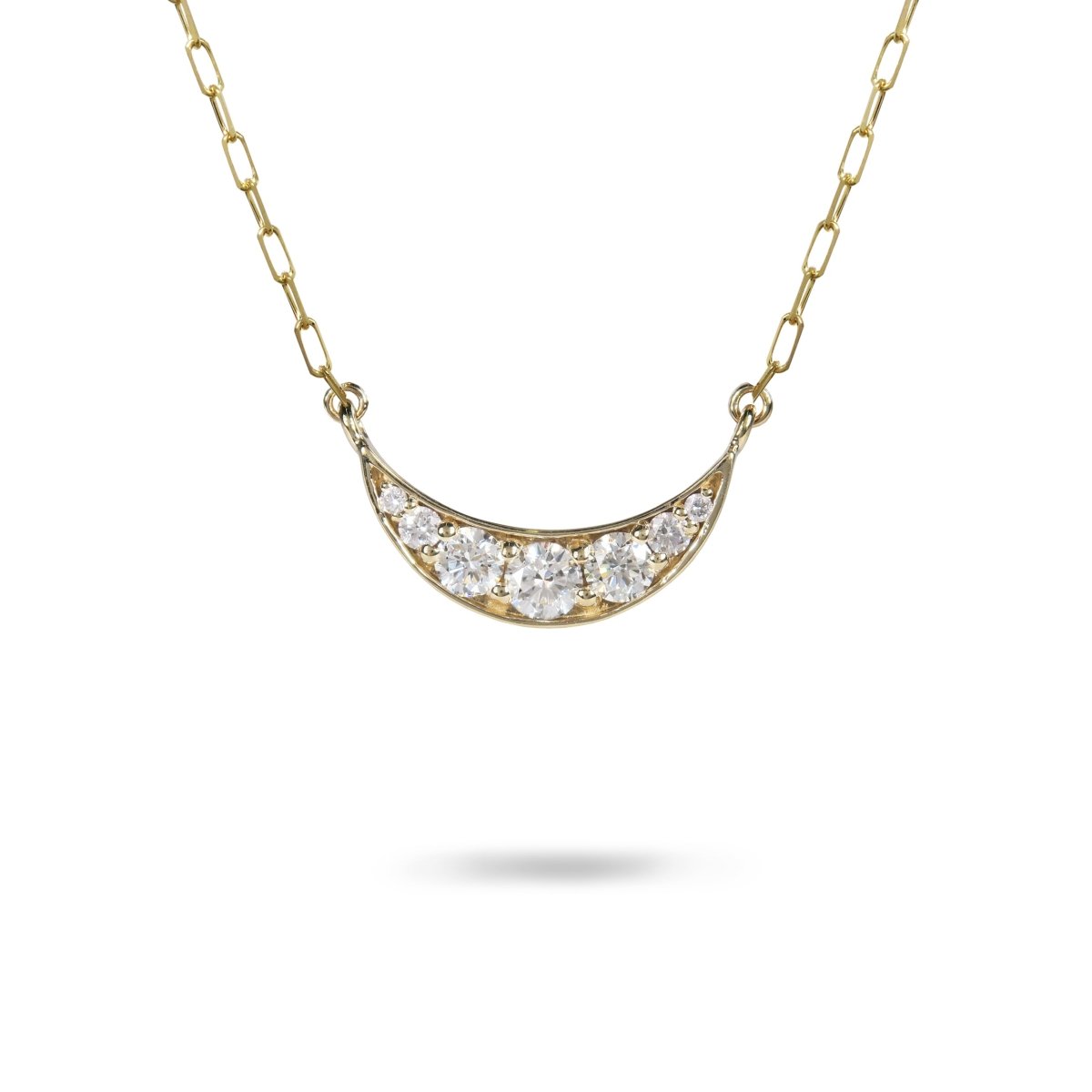 RISING CRESCENT DIAMOND PENDANT IN 14 KARAT YELLOW GOLD - NECKLACES