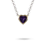 AMETHYST HEART PENDANT IN YELLOW GOLD - NECKLACES