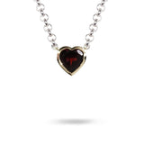 GARNET HEART PENDANT IN YELLOW GOLD - NECKLACES