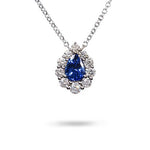 GRADUATED HALO PENDANT IN SAPPHIRE & DIAMONDS - NECKLACES