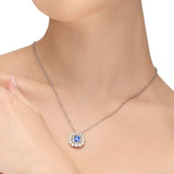 CUSHION COUNTESS BLUE SAPPHIRE PENDANT IN WHITE GOLD - NECKLACES
