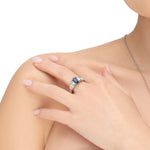 EMERALD CUT BLUE SAPPHIRE WITH BAGUETTE AND EMERALD CUT DIAMOND RING - ALL RINGS