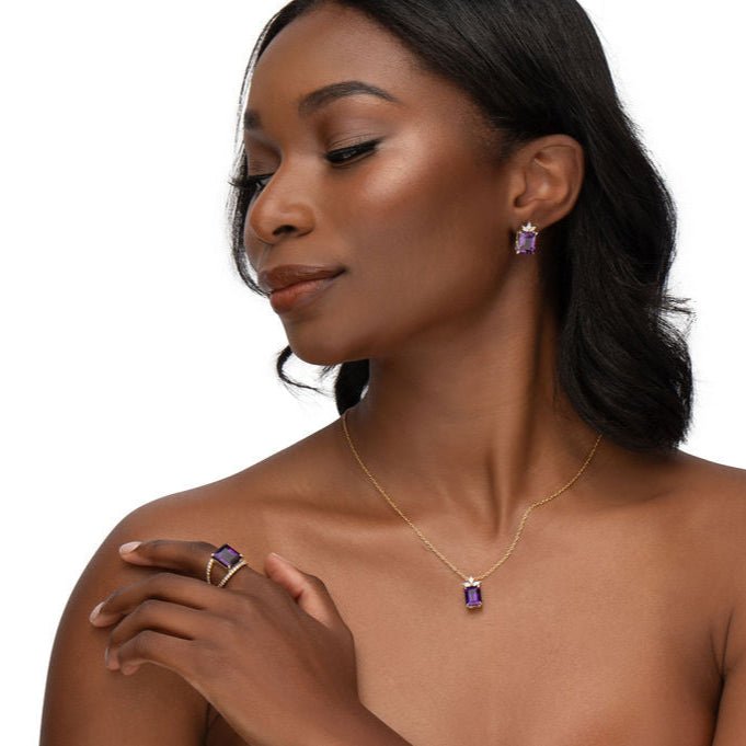 BOW PENDANT WITH AMETHYST - NECKLACES