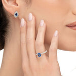 EMERALD CUT BLUE SAPPHIRE RING IN 14K WHITE GOLD - ALL ENGAGEMENT RINGS