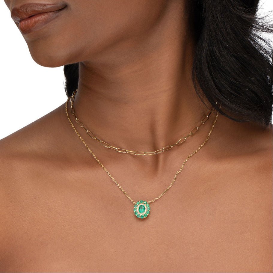COUNTESS EMERALD & DIAMOND PENDANT IN YELLOW GOLD - NECKLACES