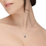 TRILLION BOW NECKLACE WITH BLUE SAPPHIRE IN 14K WHITE GOLD - NECKLACES