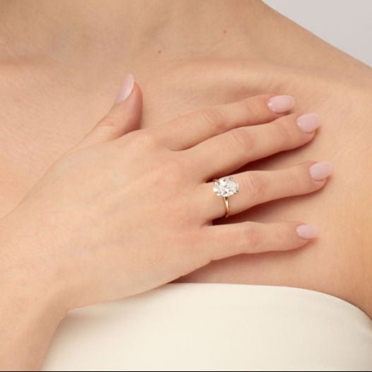 OVAL CUT LAB GROWN DIAMOND RING IN 14 YELLOW GOLD AND PLATINUM - ALL ENGAGEMENT RINGS