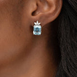 BOW EARRINGS WITH BLUE TOPAZ & DIAMONDS - EARRINGS