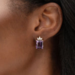 AMETHYST AND DIAMOND BOW EARRINGS - EARRINGS