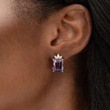 AMETHYST AND DIAMOND BOW EARRINGS - EARRINGS