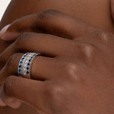 JUBILEE WEDDING RING IN WHITE GOLD WITH BLUE SAPPHIRES - ALL RINGS