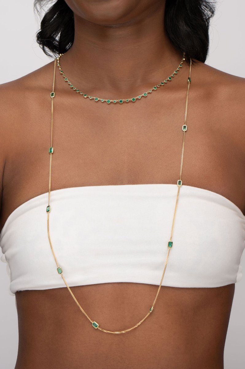 EMERALD COLLAR NECKLACE IN YELLOW GOLD - NECKLACES