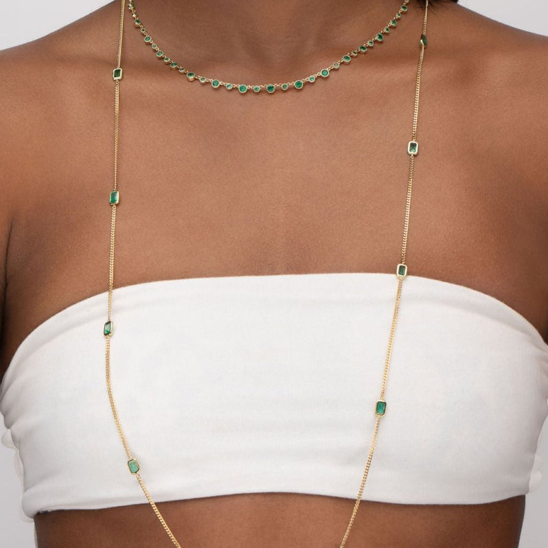EMERALD COLLAR NECKLACE IN YELLOW GOLD - NECKLACES