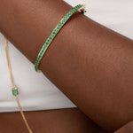 HINGED EMERALD BANGLE IN YELLOW GOLD - BRACELETS