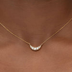 RISING CRESCENT DIAMOND PENDANT IN 14 KARAT GOLD - NECKLACES