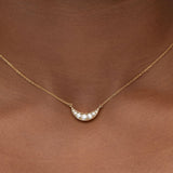 RISING CRESCENT DIAMOND PENDANT IN 14 KARAT GOLD - NECKLACES