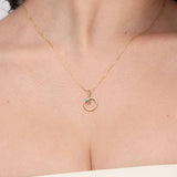 ORGANIC CIRCLE WITH EMERALD IN YELLOW GOLD - NECKLACES
