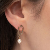 AKOYA GRAPHITE EARRING IN 14K YELLOW GOLD - 