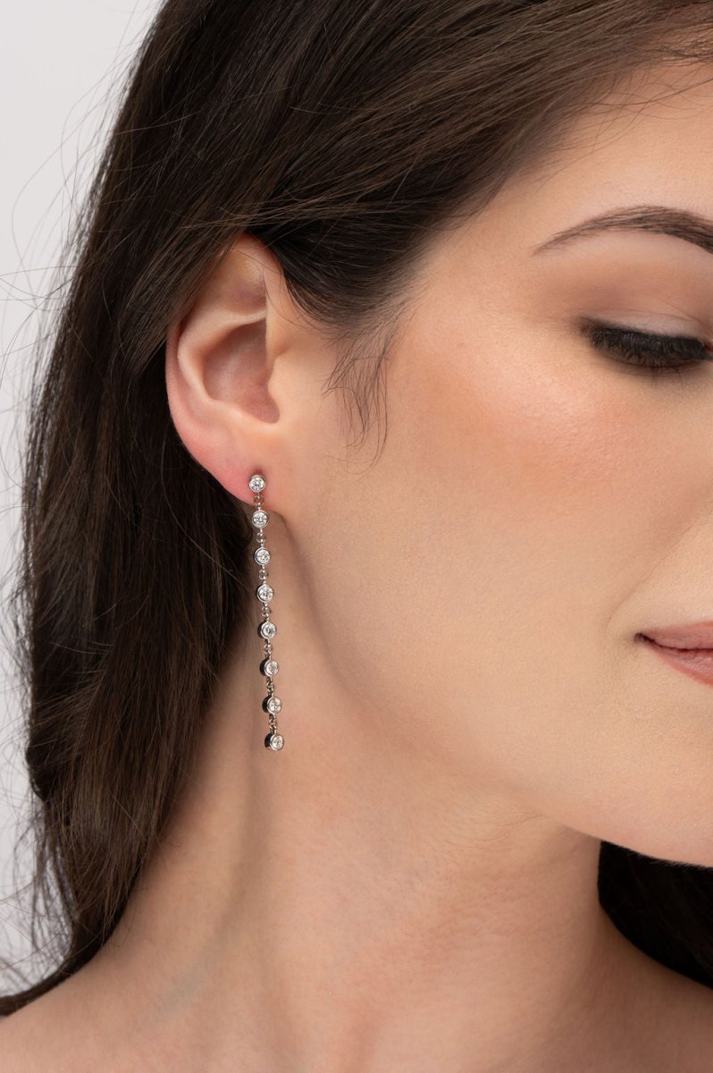 DIAMOND LINE DANGLE EARRING - EARRINGS