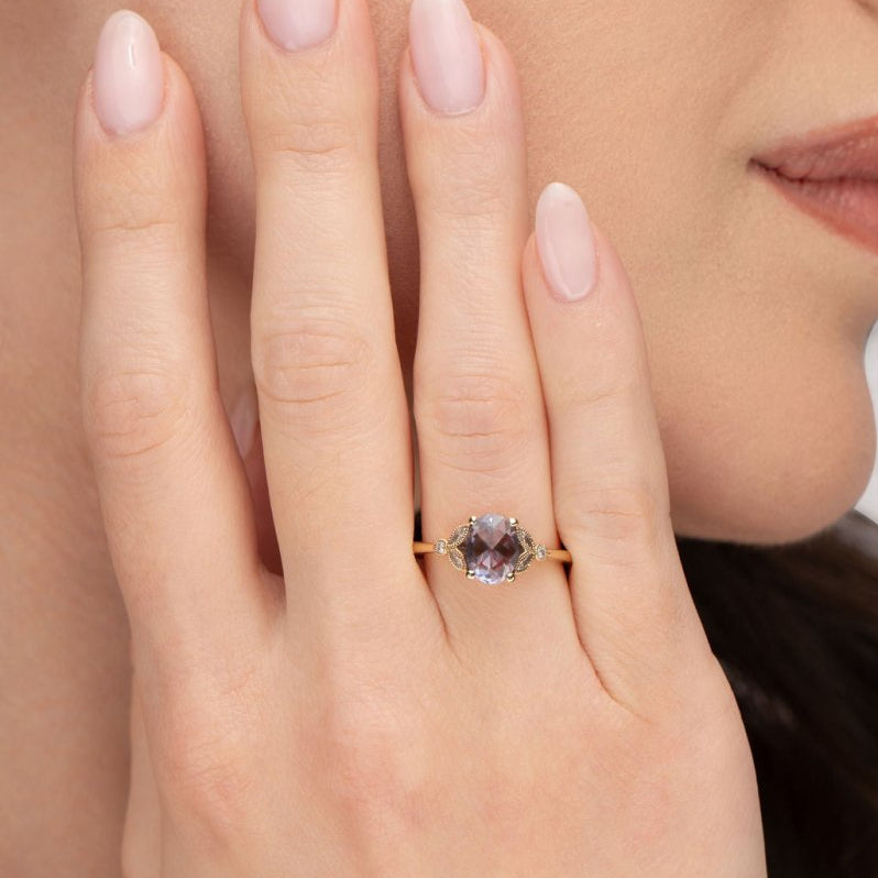 BEA RING WITH ROSE CUT PURPLE SAPPHIRE AND DIAMONDS - ALL RINGS