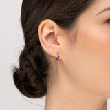 BLUE SAPPHIRE HUGGIE EARRINGS IN WHITE GOLD - EARRINGS