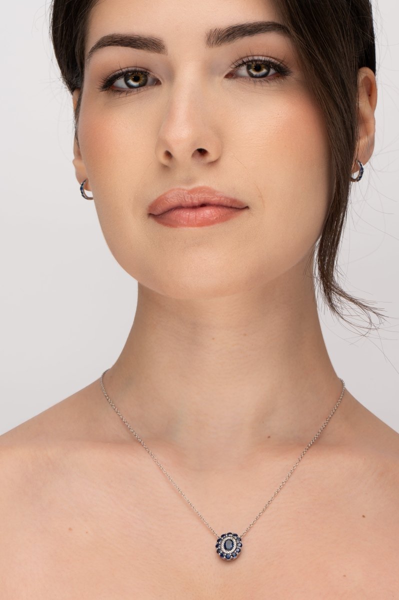 COUNTESS BLUE SAPPHIRE PENDANT IN WHITE GOLD - NECKLACES