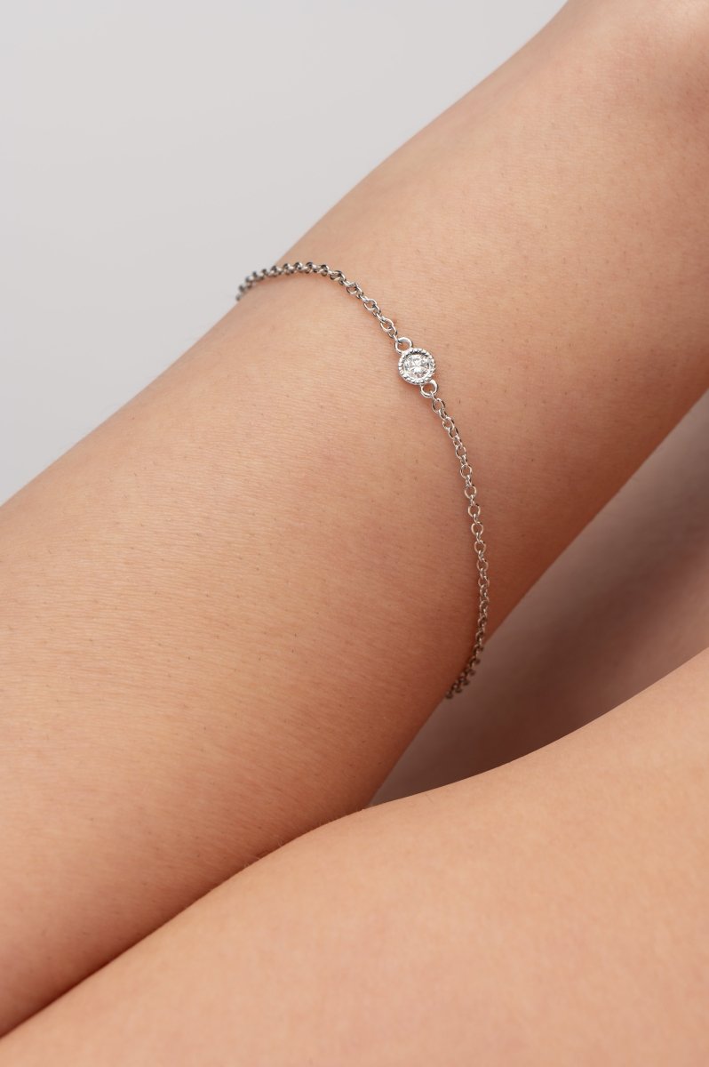 FLOATING SINGLE DIAMOND BRACELET IN WHITE GOLD - BRACELETS
