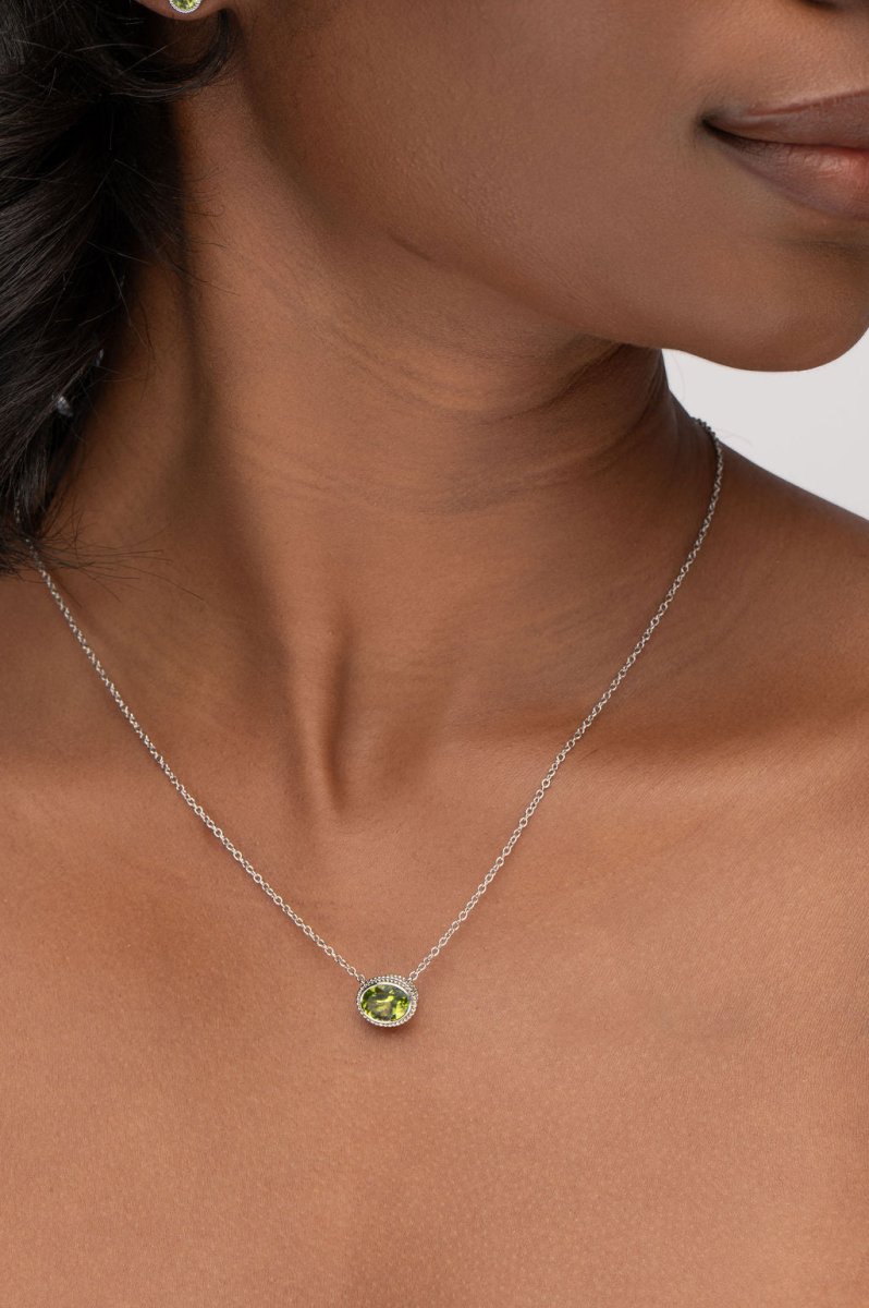 PERIDOT TESSA PENDANT IN WHITE GOLD - NECKLACES