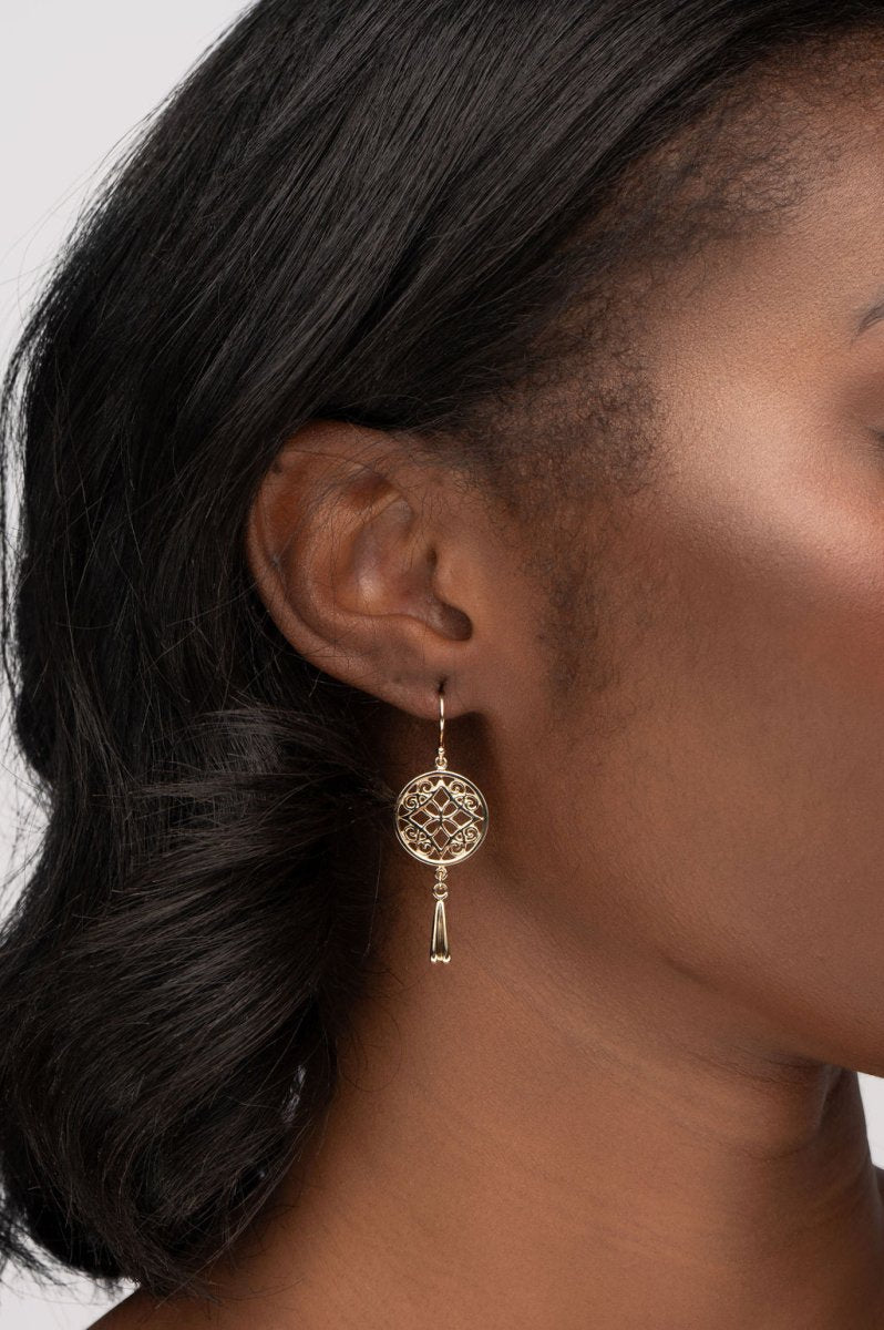 FILIGREE MEDIUM TASSEL DROP EARRINGS IN 14K YELLOW GOLD - EARRINGS