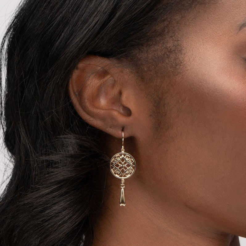 FILIGREE MEDIUM TASSEL DROP EARRINGS IN 14K YELLOW GOLD - EARRINGS