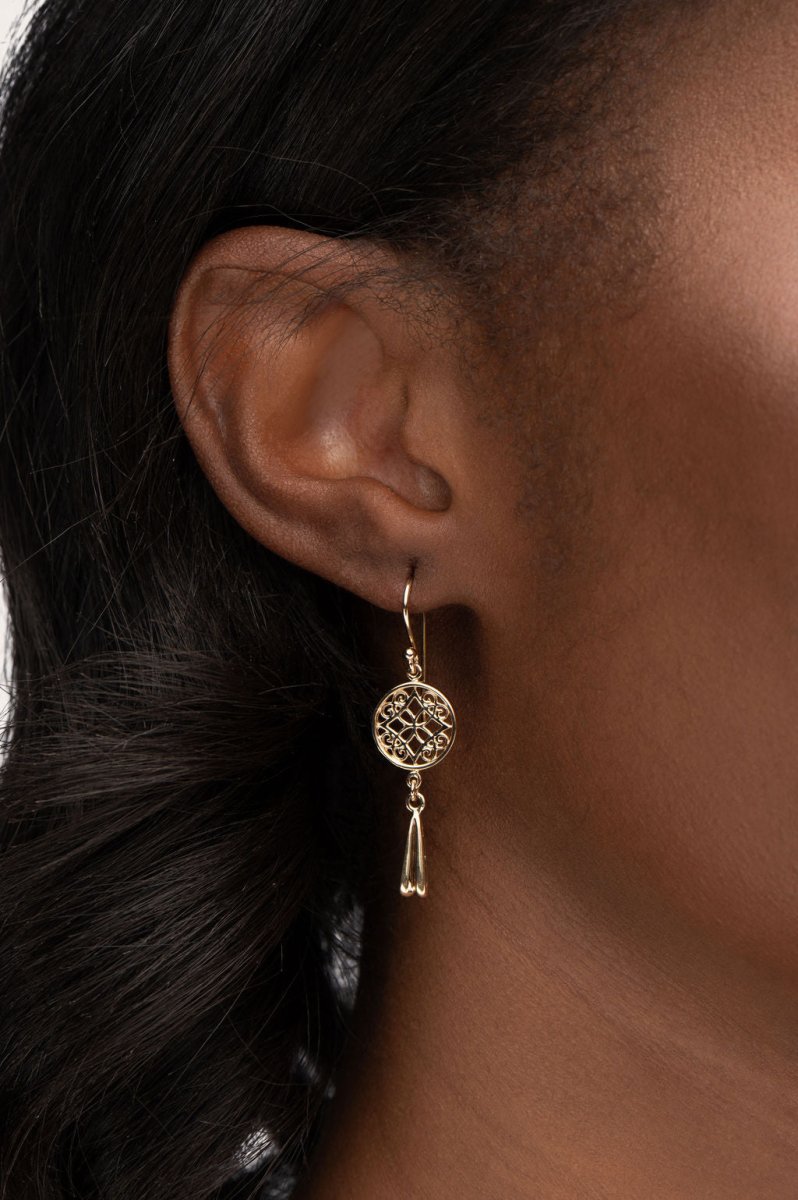SMALL FILIGREE TASSEL DROP EARRINGS IN 14K YELLOW GOLD - EARRINGS