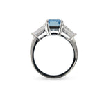 CUSTOM LAB-GROWN FANCY BLUE DIAMOND & DIAMOND THREE-STONE ENGAGEMENT RING IN PLATINUM -