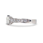 CUSTOM CUSHION-CUT DIAMOND ENGAGEMENT RING WITH DIAMOND BAND IN PLATINUM -