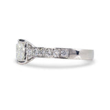 CUSTOM CUSHION-CUT DIAMOND ENGAGEMENT RING WITH DIAMOND BAND IN PLATINUM -