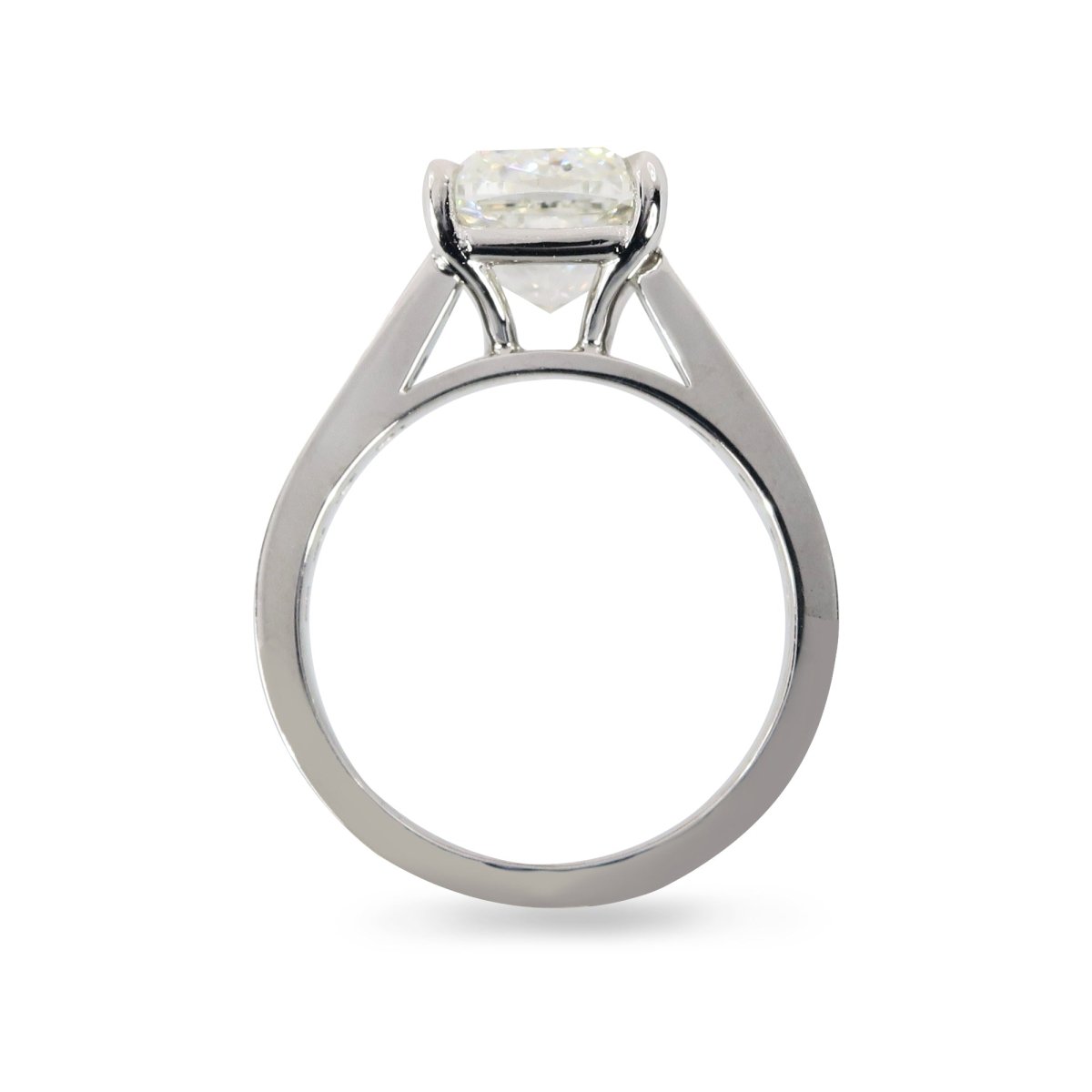 CUSTOM CUSHION-CUT DIAMOND ENGAGEMENT RING WITH DIAMOND BAND IN PLATINUM -